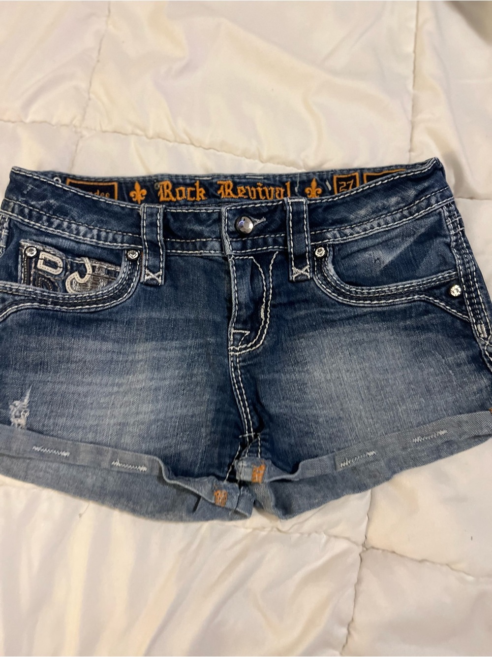 Rock Revival Women's Faded Blue Distressed Denim Shorts